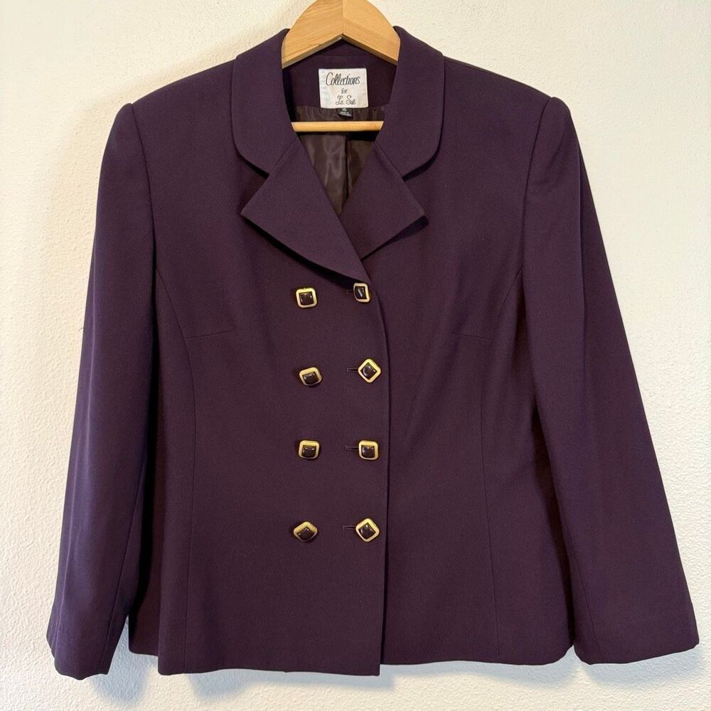 Le Suit Double Button Plum Blazer Jacket Size 16